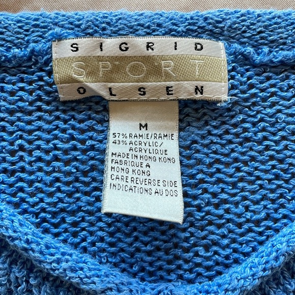 Sigrid Olsen Sport Open Weave Banded Stripe Sweater Long Sleeve Size Medium - Picture 8 of 9